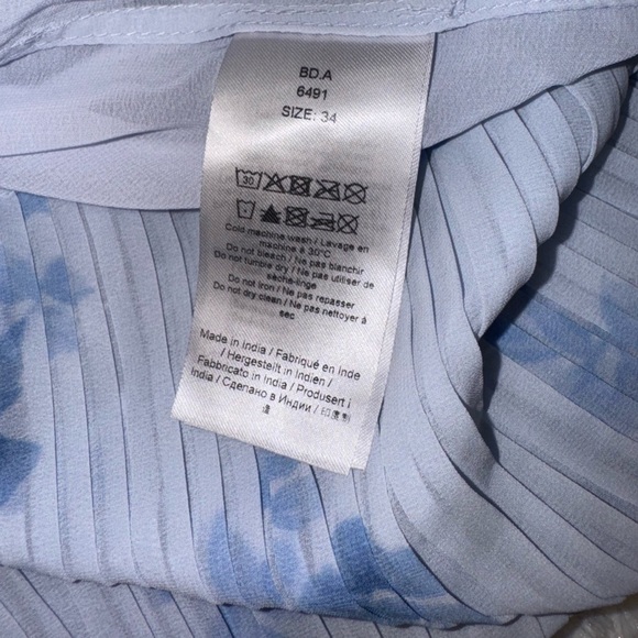 NEW Ganni Floral Pleated Georgette Heather Blue Midi-Dress SZ 34 US 2 - Picture 5 of 7